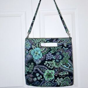 Vera Bradley Blue Rhapsody Crossbody‎ Tote Bag Handbag Purse Green Paisley